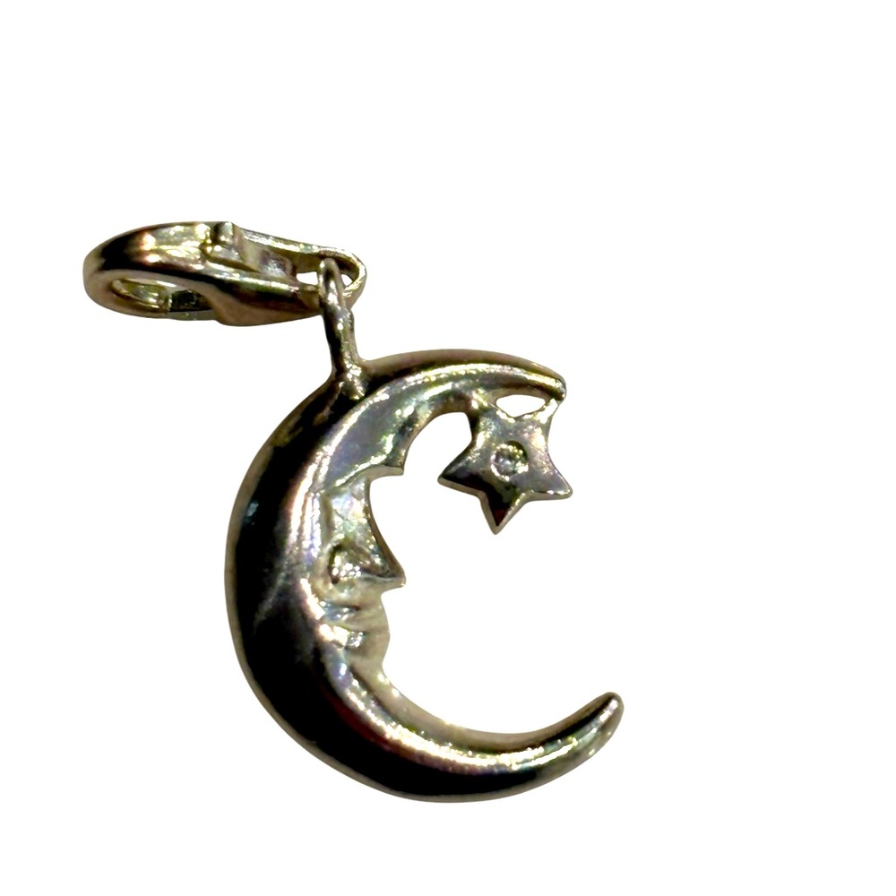 Moon and Star Charm, 925 Sterling Silver